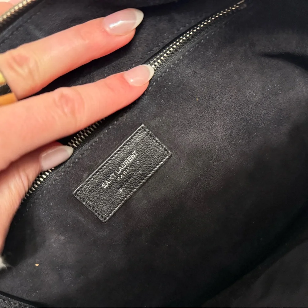 Yves Saint Laurent Black Leather Fringe Satchel Crossbody